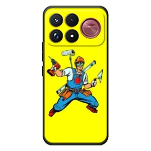 Силиконовый бампер (Работники) на Xiaomi Poco F9 Ultra (Строитель)