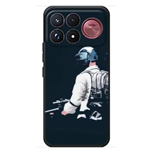 Силиконовый чехол с картинкой "Герой Pubg" на Xiaomi Poco F9 Ultra (В экиперовке)