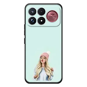 Силиконовый Чехол на Xiaomi Poco F9 Ultra с картинкой Стильных Девушек (В шапке)