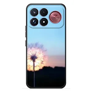 Силиконовый Чехол с одуванчиками на Xiaomi Poco F9 Ultra (Закат с одуванчиком)