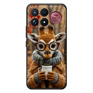 Друкований чохол 'Звірята з кавою' для Xiaomi Poco F9 Ultra (Жираф з кавою)