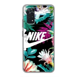 Силиконовый Чехол на Xiaomi POCO M4 Pro 5G с картинкой Nike (Цветочный Nike)