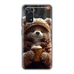 Печатный чехол «Зверята с кофе» для Xiaomi POCO M4 Pro 5G (Медвежонок с кофе)