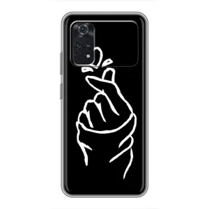 Чехлы (Знак сердечка) на Xiaomi POCO M4 Pro 5G (Сердце на черном)