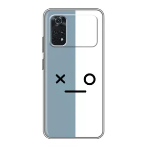 Силиконовые Чехлы (смешные стикеры) для Xiaomi POCO M4 Pro 5G (Серо-белый)