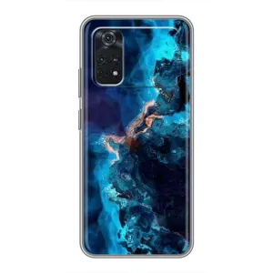Чехлы с тематикой "Мрамор" на Поко М4 про (5G) (Синий мрамор)