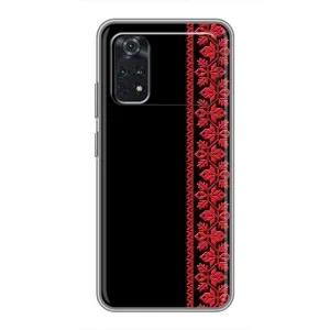 Силиконовый Чехол на Xiaomi POCO M4 Pro 5G с картинкой Вышиванки (Вышиванка на черном)
