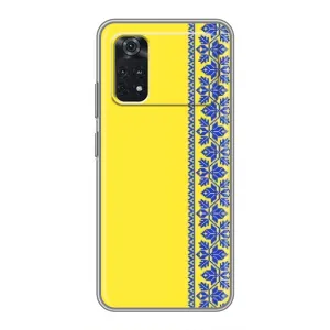 Силиконовый Чехол на Xiaomi POCO M4 Pro 5G (Вышиванка на желтом)