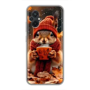 Друкований чохол 'Звірята з кавою' для Xiaomi POCO M5 (Білка з кавою)