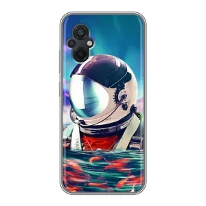 Силиконовый Чехол с принтом "Космонавты" на Xiaomi POCO M5 (Космонавт в воде)