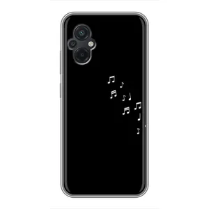 Чехол с картинками на черном фоне для Xiaomi POCO M5 (Ноты)