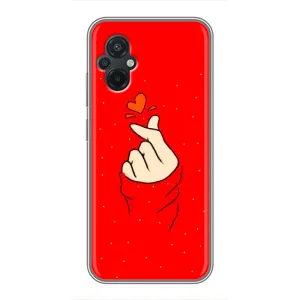 Чехлы (Знак сердечка) на Xiaomi POCO M5 (Сердце на красном)