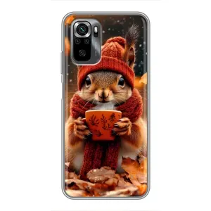 Печатный чехол «Зверята с кофе» для Xiaomi POCO M5s (Белка с кофе)