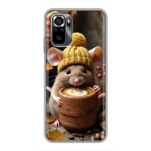 Печатный чехол «Зверята с кофе» для Xiaomi POCO M5s (Мышка с кофе)