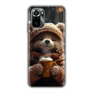 Печатный чехол «Зверята с кофе» для Xiaomi POCO M5s (Медвежонок с кофе)
