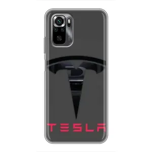 Силиконовый бампер с картинкой машины на Xiaomi POCO M5s (Logo TESLA)