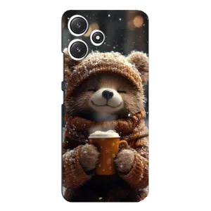 Печатный чехол «Зверята с кофе» для Xiaomi POCO M6 Pro (5G) (Медвежонок с кофе)