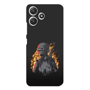 Силиконовый чехол с картинкой "Герой Pubg" на Xiaomi POCO M6 Pro (5G) (В огне)