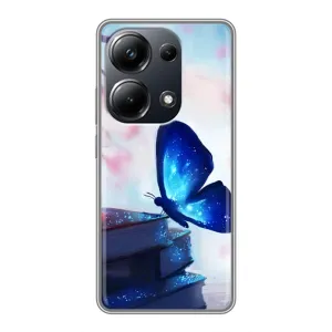Силиконовый бампер с картинкой животных для Xiaomi POCO M6 Pro (Бабочка синяя)