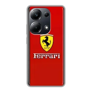 Силиконовый бампер с картинкой машины на Xiaomi POCO M6 Pro (Ferrari Logo)