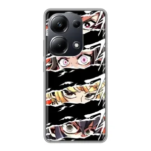 Силіконові чохлі з очіма Anime для Поко М6 Про (Очі на чорному)
