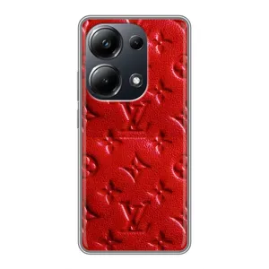 Текстурный Чехол Louis Vuitton для Поко М6 Про (Красный ЛВ)