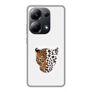 Чехол с леопардовым принтом на Xiaomi POCO M6 Pro (Леопард на белом)