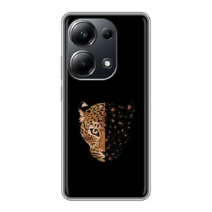 Чехол с леопардовым принтом на Xiaomi POCO M6 Pro (Леопард на черном)