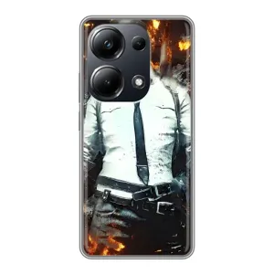 Силиконовый чехол с картинкой "Герой Pubg" на Xiaomi POCO M6 Pro (Man Пубг)