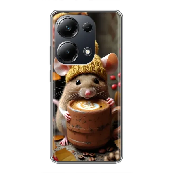Чехол с рисунком «Мышка с кофе» для Xiaomi POCO M6 Pro Чехол с рисунком «Мышка с кофе» для Xiaomi POCO M6 Pro