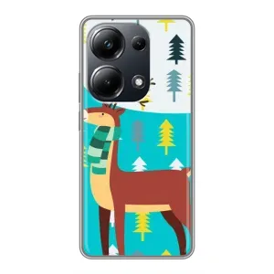 Силиконовый бампер с картинкой животных для Xiaomi POCO M6 Pro (Олень с шарфом)