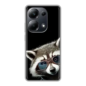 Силиконовый Чехол с Енотами на Xiaomi POCO M6 Pro (Стильный Енот)