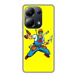 Силиконовый бампер (Работники) на Xiaomi POCO M6 Pro (Строитель)