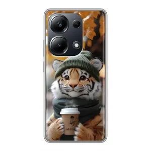 Печатный чехол «Зверята с кофе» для Xiaomi POCO M6 Pro (Тигр с кофе)