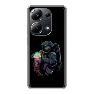 Силіконовый Чохол з принтом "Космонавти" на Xiaomi POCO M6 Pro (В руках земля)
