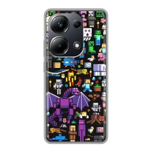 Чехол майнкрафт для Xiaomi POCO M6 Pro (Все персонажи)