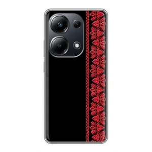 Силиконовый Чехол на Xiaomi POCO M6 Pro с картинкой Вышиванки (Вышиванка на черном)