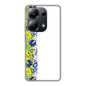 Силиконовый Чехол на Xiaomi POCO M6 Pro с картинкой Вышиванки (Желто-синяя вышиванка)