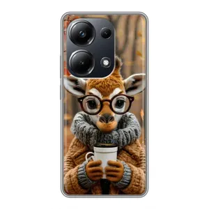 Печатный чехол «Зверята с кофе» для Xiaomi POCO M6 Pro (Жираф с кофе)