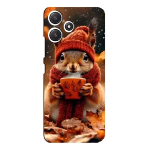 Друкований чохол 'Звірята з кавою' для Xiaomi POCO M6 (Білка з кавою)