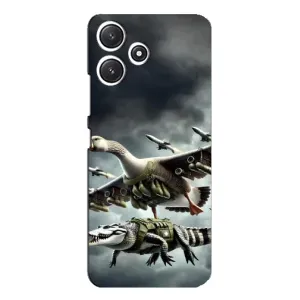 Чехол с мемами тралалело тралала для Xiaomi POCO M6 (Гусини и крокодило)