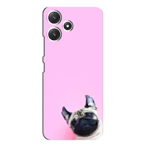 Бампер для Xiaomi POCO M6 с картинкой "Песики" (Собака на розовом)