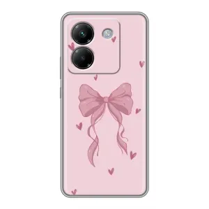 Чехол банты для Xiaomi Poco M7 Pro 5G (Бант на розовом)