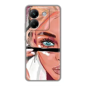 Силіконовый Чохол на Xiaomi Poco M7 Pro 5G з картинкой Модных девушек (Дівчина та вії)