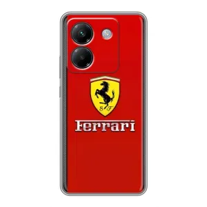 Силиконовый бампер с картинкой машины на Xiaomi Poco M7 Pro 5G (Ferrari Logo)