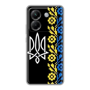 Силиконовый Чехол на Xiaomi Poco M7 Pro 5G (Герб и вышыванка)