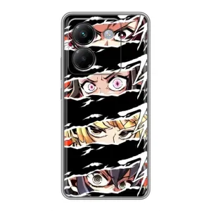 Силиконовые чехлы с глазами Anime для Поко М7 Про 5Джи (Глаза на чорном)