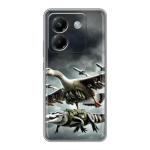 Чехол с мемами тралалело тралала для Xiaomi Poco M7 Pro 5G (Гусини и крокодило)
