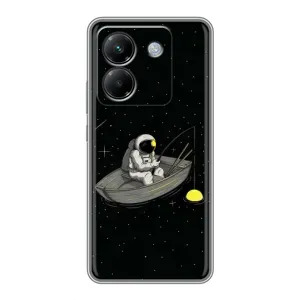 Силиконовый Чехол с принтом "Космонавты" на Xiaomi Poco M7 Pro 5G (Космонавт на рыбалке)