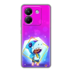 Чехол Бравл Старс для Xiaomi Poco M7 Pro 5G (Леон в костюме Акулы)